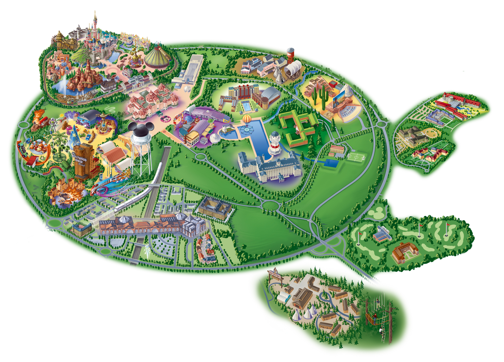 Mappa e cartina de Disneyland París e Walt Disney Studios