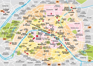 Cartina dei quartieri di Parigi