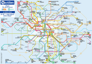Cartina del rete autobus notturno di Parigi