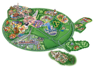 Cartina di parco Disneyland, Disney Land, Eurodisney, Euro Disney di Parigi